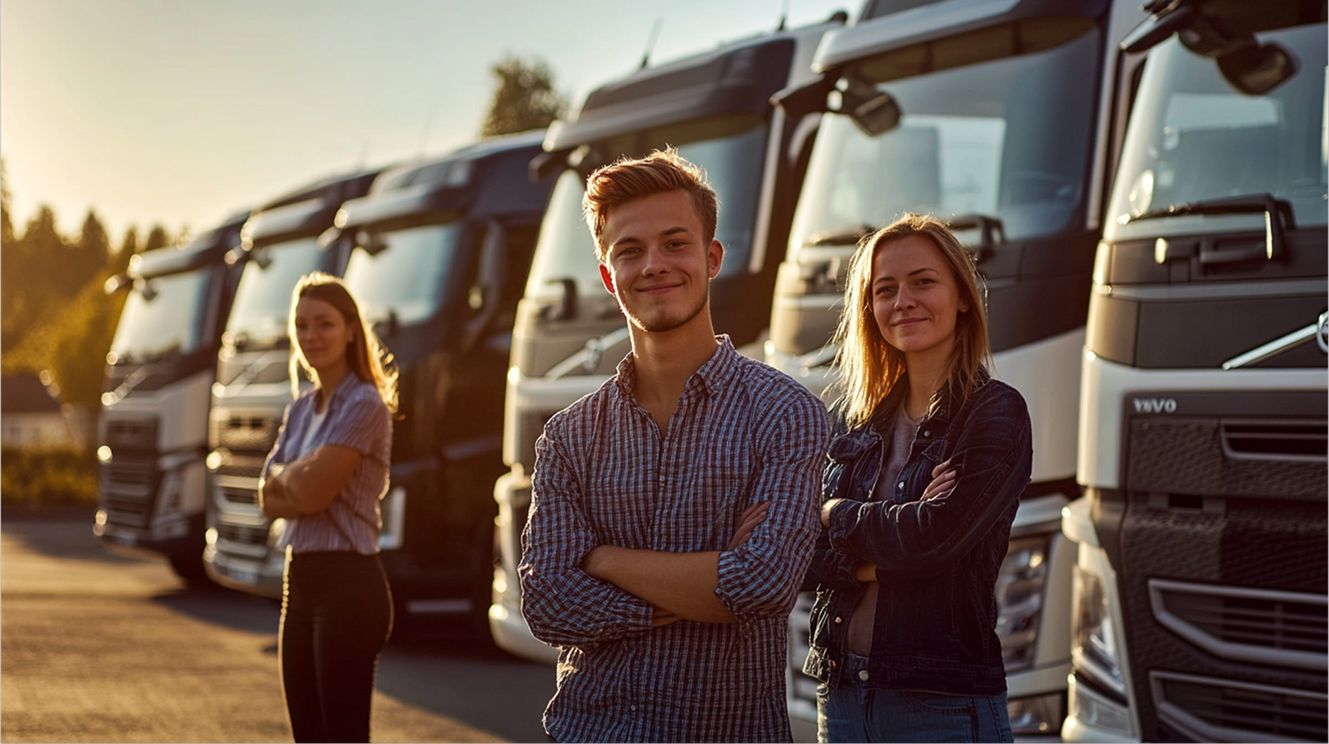 porträtt av tre chaufförer.